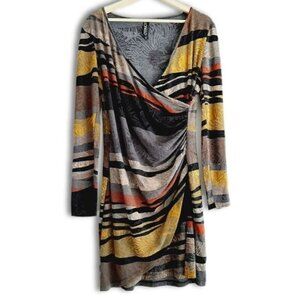 SĀO PAULO | Surplice V-neck Faux Wrap Mini Dress Velvet Floral Pattern Sz 10